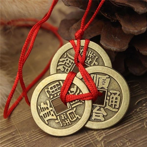 

chinese lucky coins ancient good luck feng shui pendant fortune money ladies necklace gift jewellry colares new, Silver