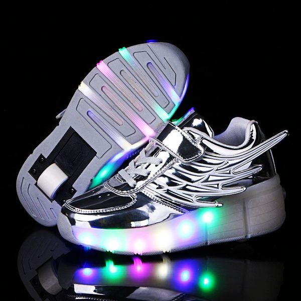 

Pink Gold Children Glowing Sneakers Kids Roller Skate Shoes Children Led Light up Shoes Girls Boys Sneakers with Wheels Heelies