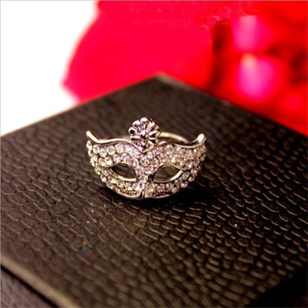 

cute crystal rhinestone bohemian style mask ring 8rd153, Golden;silver