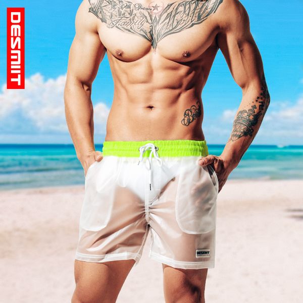 

desmiit 2020 men's swiming trunks transparent swimwear quick dry beach shorts swimsuit bathing suit boxer briefs maillot de bain