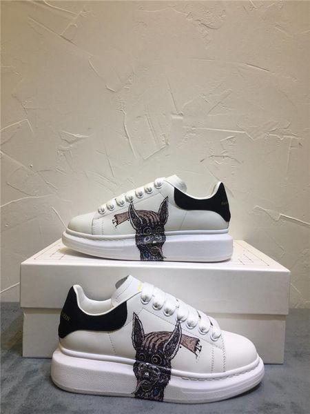 

new high-end brand 3d printing couple white shoes lace-up printing fashion wild casual sports shoes shoes 14, Black