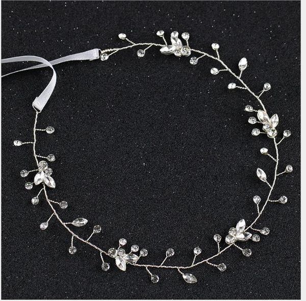 

bride's hair ribbon beautiful crystal headdress hair ornament, Slivery;golden