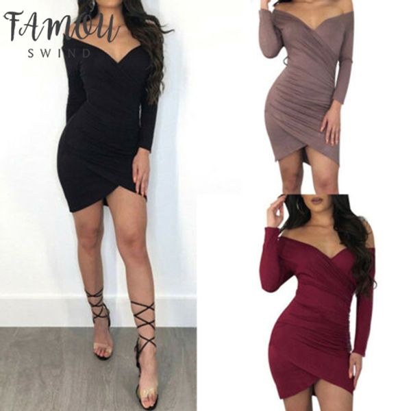 

2020 long sleeve bandage bodycon evening party club mini dress, Black;gray