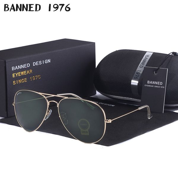 

banned g15 mirror glass lens design women men aviation sunglasses uv400 feminin brand new oculos vintage sun glasse y200415, White;black