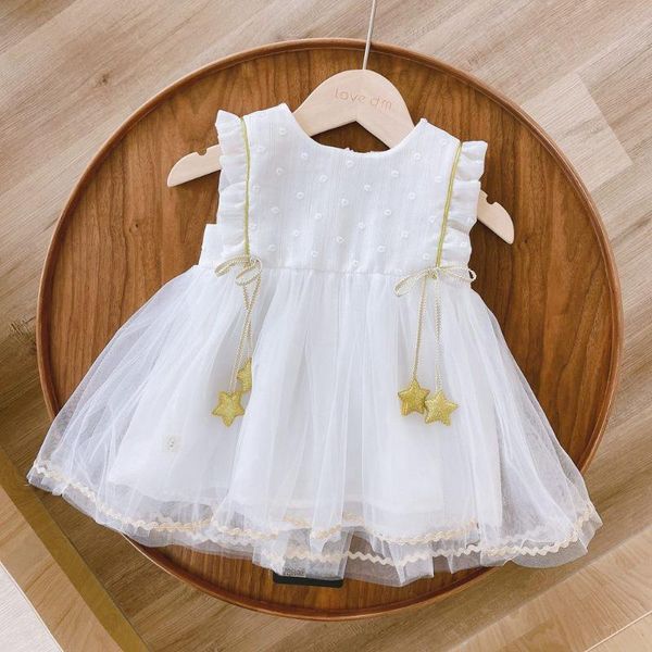 

girls princess dress 2020 summer star bow ruffle dresses children kids baby infants outfits birthday party dress vestidos s10969, Red;yellow