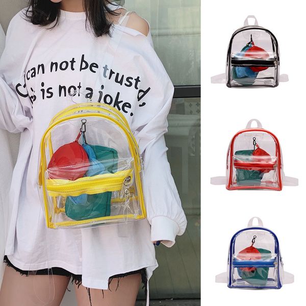 

muqgew women backpack transparent outdoor candy color bag waterproof zipper school backpack mochilas feminina sac a dos