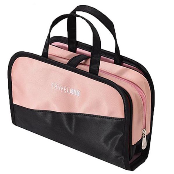 

women's two-in-one cosmetic bag folding cosmetic storage bags travel organizer makeup bag large capacity beauty toiletry bags