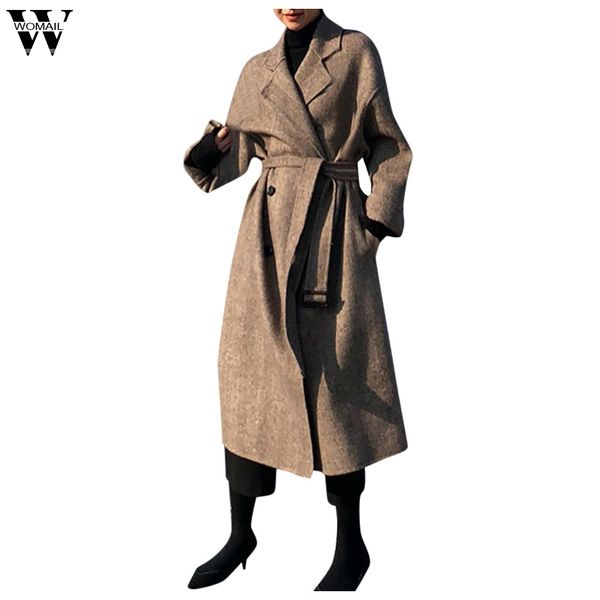 

womail women korean winter long overcoat outwear coat plus size long sleeve femme elegant abrigos mujer invierno 2019 elegante, Black