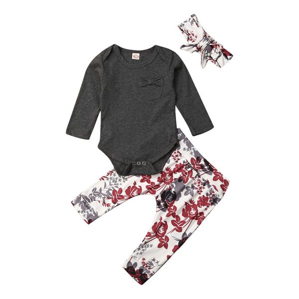 

fashion newborn infant baby girl romper floral pants headband outfits clothes tracksuit sets, Pink;blue