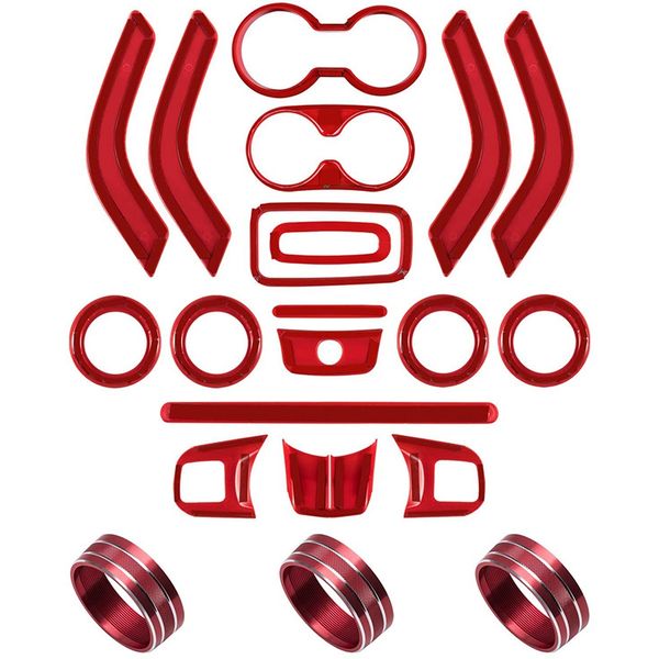 

21 pcs full set interior trim kit-door handle cup cover steering wheel & center console trim air outlet cover for wrangler
