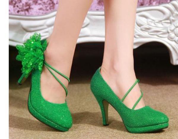 

2020 women's shoes in spring and autumn with new style high heel fine heel round head waterproof table sequined cloth@2105, Black