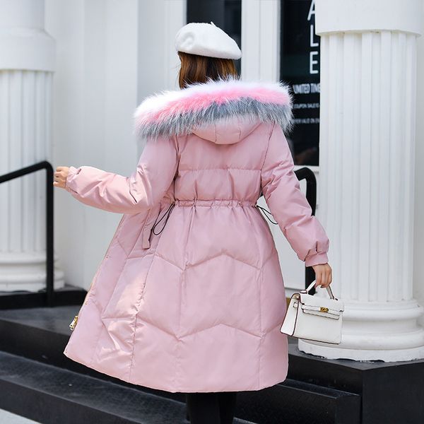 

women's down & parkas thick warm jacket+large raccoon fur winter long duck coat women clothes 2021 slim chaqueta mujer lw1282, Black