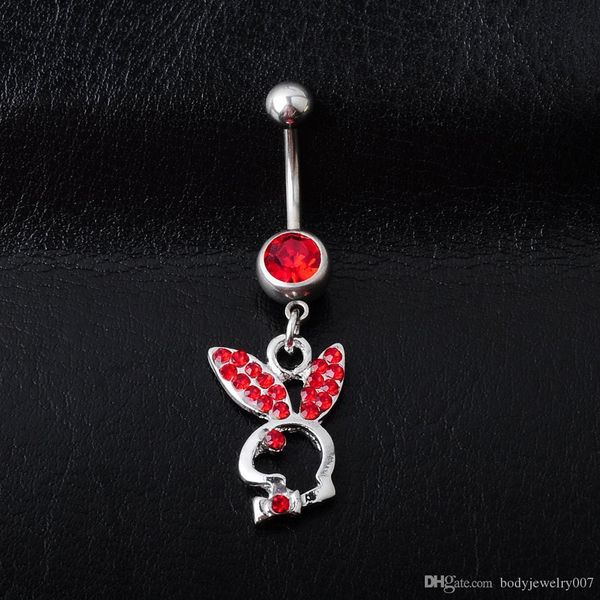 

d0255-4 ( 6 colors ) piercing body jewelry belly button navel rings body piercing jewelry dangle accessories fashion charm rabbit 10pcs, Silver