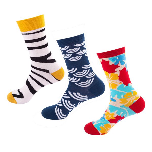 

3 pairs/lots size combed cotton casual men sock cartoon pattern women socks colorful novelty skateboard socks for lover, Black;white