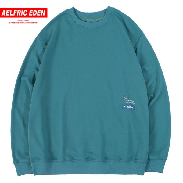 

aelfric eden solid vintage sweatshirts men 2019 harajuku streetwear casual cotton pullover hip hop fashion oversized long sleeve, Black