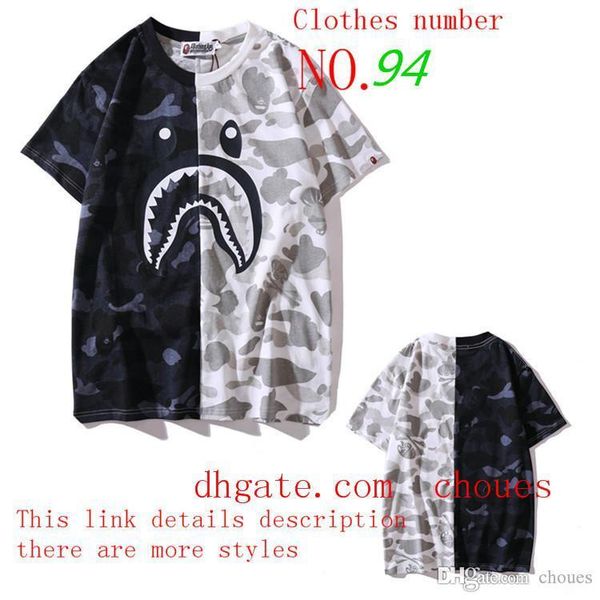 

kk1 2020 mens designer t shirts a bathing ape tshirts shark head camo cotton t-shirt sports tee hip hop short vetements