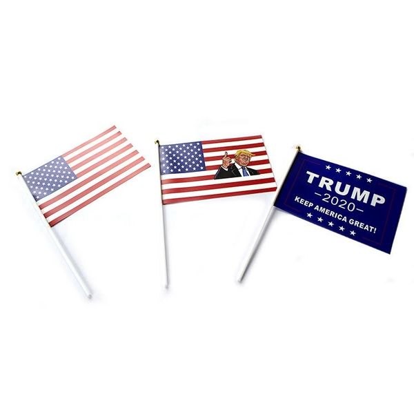 

trump hand signal flag 14x21cm donald 2020 flags letter print keep america great banner waterproof paper hand waving flags an2672