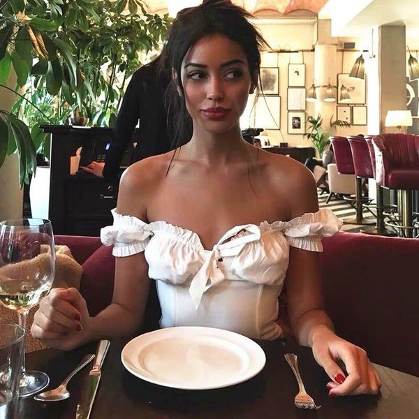 

2020 summer women bow off shoulder shirt bloues ladies chic ddxgz2, White