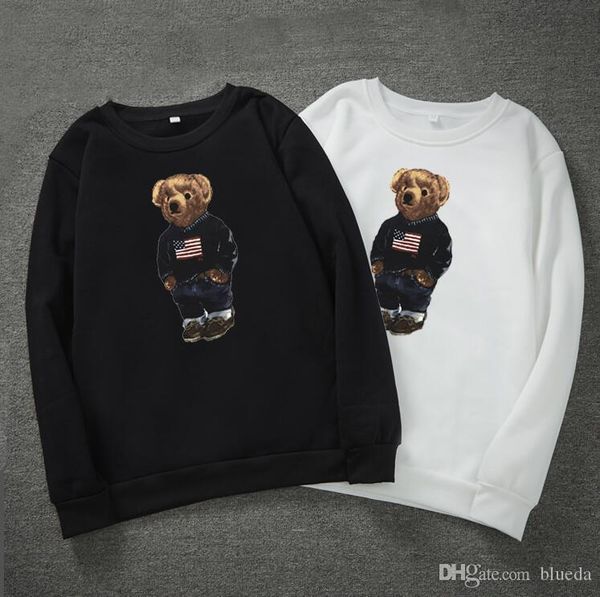 

winter casual bear print hoodies for men long sleeve pullover mens designer hoodies fashion o neck hoodies men, Black