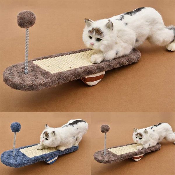 

pet soft cat toys cat scratch board seesaw multi purpose seesaw scratcher elastic sisal rope ball kitten scratching post
