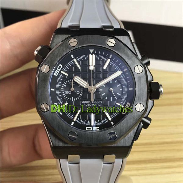 

luxury watches japan vk chronograph quartz wristwatches silver 42mm 316l stainless steel case black rubber band mens watch montre de luxe, Slivery;brown