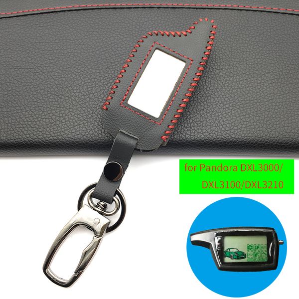 

dxl 3000 100% leather key case key ring for car alarm pandora system dxl3000 dxl3100 / 3170/3210/3250/3290 lcd remote control