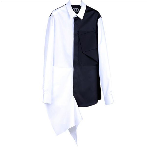 

s-6xl 2019 new women and men's clothing hair stylist original designer's stereo pocket shirt plus size costumes, White;black