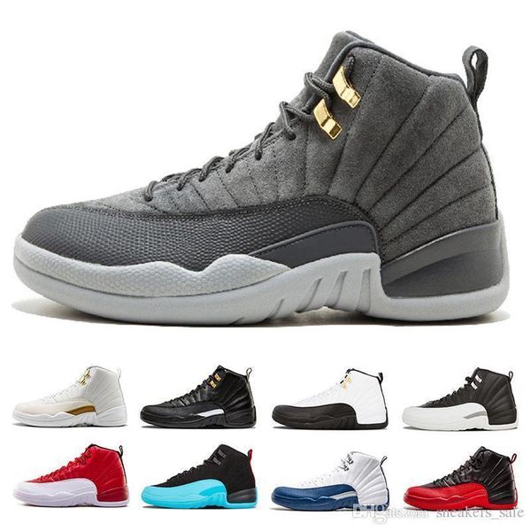 

12 12s mens dark grey bulls gym red basketball shoes men wolf grey taxi college navy the master university blue sports sneakers