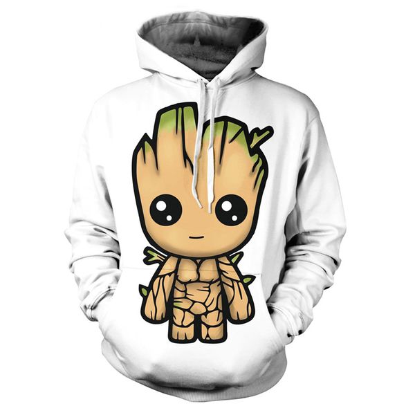 

galaxy guardian groot men's hooded sweatshirt 3d printed funny hip hop hoodie street costume pullover hooded men's streetwea, Black
