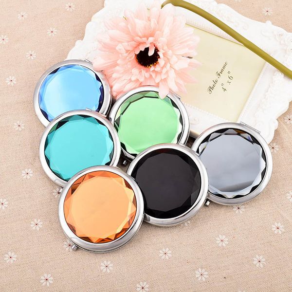 

crystal decorative mirrors double sided portable home decor gift makeup mirrors double side folding metal makeup small mirror