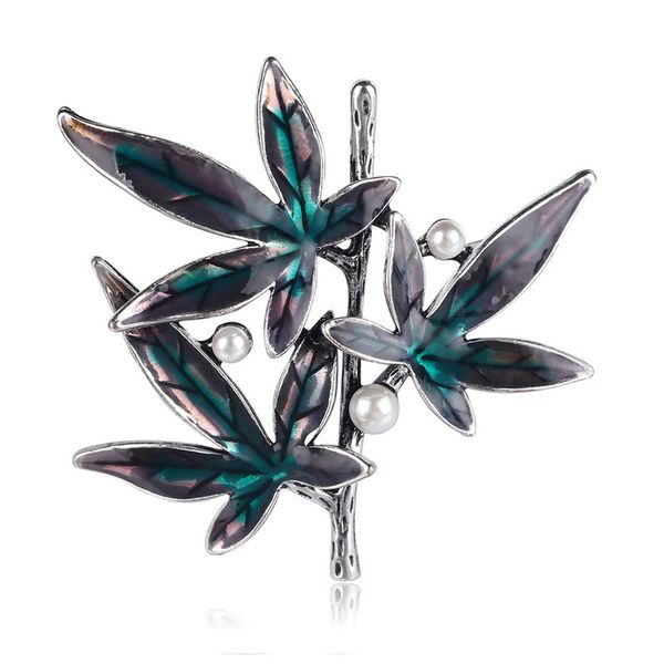 

korea style vintage fine alloy leaves brooch pin for girl women fashion cute corsage silk scarf jewelry accessories wholesale, Gray