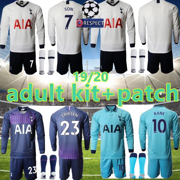 

men spur soccer long sleeve jersey set kit men lucas eriksen dele son kane football shirt kit, Black