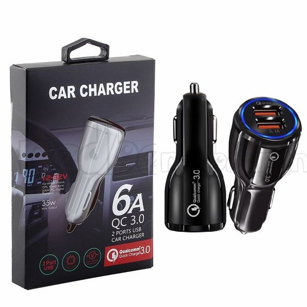 

qc 3.0 quick car charger dual usb ports 6a power adapter fast adaptive car chargers for samsung s8 note 8 gps tablet