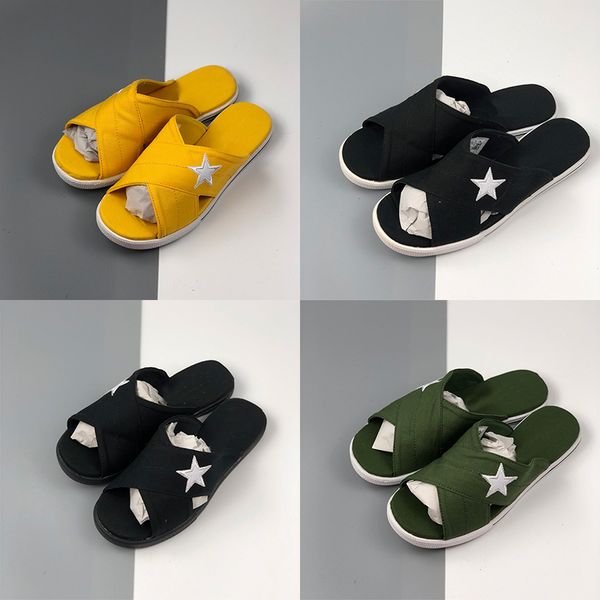 

men women sandals one star slide slippers black yellow designer shoes summer classic womens beach sandal sport casual flip flop 36-42, White;red
