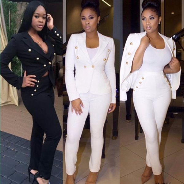 

womens designer casual suit black and whiteh, White