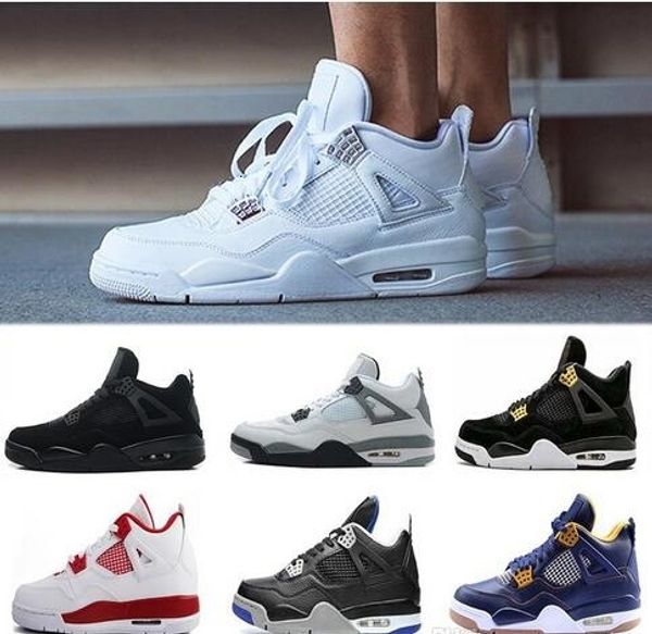 

designer 4 iv mens basketball shoes designer oreo pure money white cement 4s sports men basket ball athletic sneakers trainers size 8-13