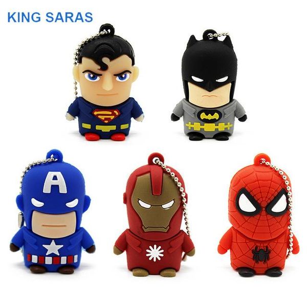 

Надеясь, KING SARAS usb2.0 Супермен Бэтмен Человек-паук Капитан Америка 10 модель USB флэш-н