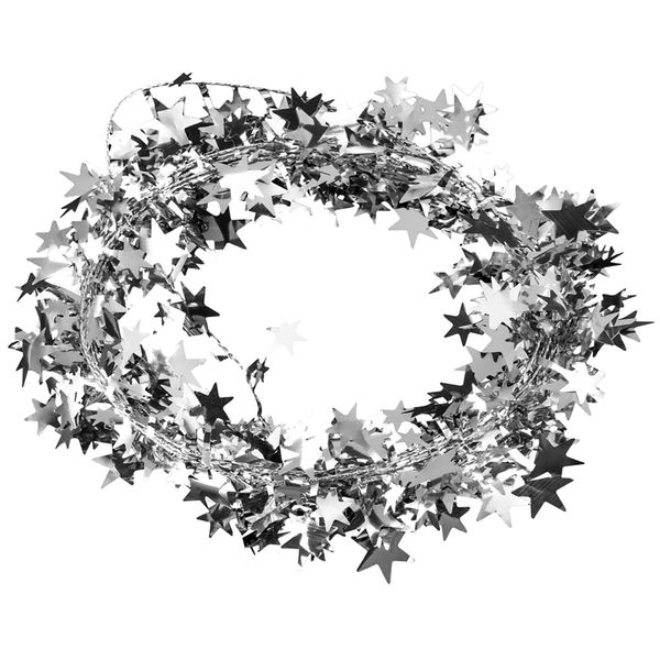 

1pcs christmas tree hanging star pine garland christmas decoration ornament 7.5m (silver