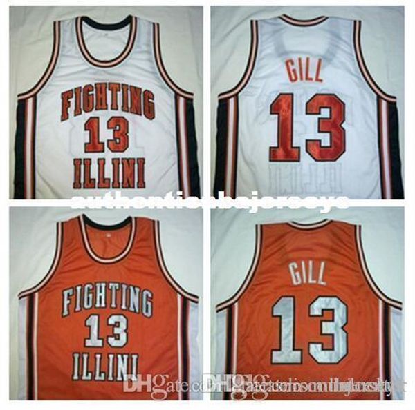 

factory outle #13 kendall gill fighting illinois college basketball jerseys embroidery stitched personalized custom any size and name jersey, Black;blue