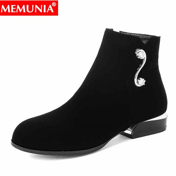 

memunia plus size 34-43 new ladies boots spring autumn boots black square low heels ankle women