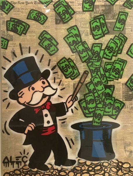 

alec monopoly banksy hand painted modern abstract wall art pictures on canvas magic money home decor