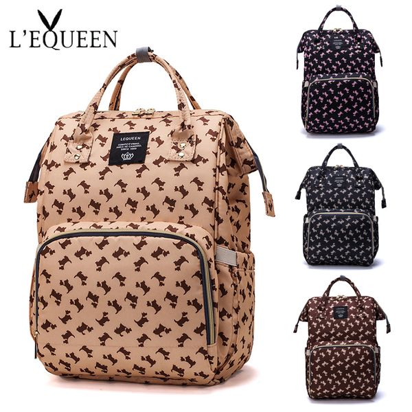 

diaper bags lequeen fashion mommy bag mother waterproof large capacity travel nappy backpacks with anti-loss zipper baby nursing