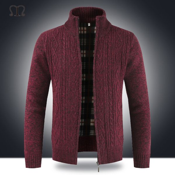 

fashion sweater men winter jacket 2019 brand zipper knitted thick wool coats male solid casual knitwear mens pull homme m-3xl, Black;brown