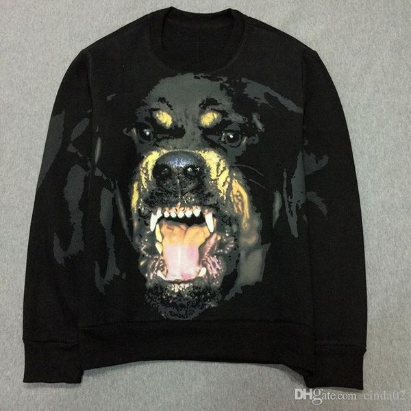 

new autumn winter fashion brand men hoodies casual hoodie male fleece dog head printed mens sweatshirt, Black