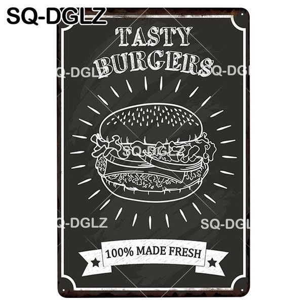 

sq-dglz]tasty burgers tin sign vintage bar decor metal sign plaque vintage pub bar decor metal borden art poster plate