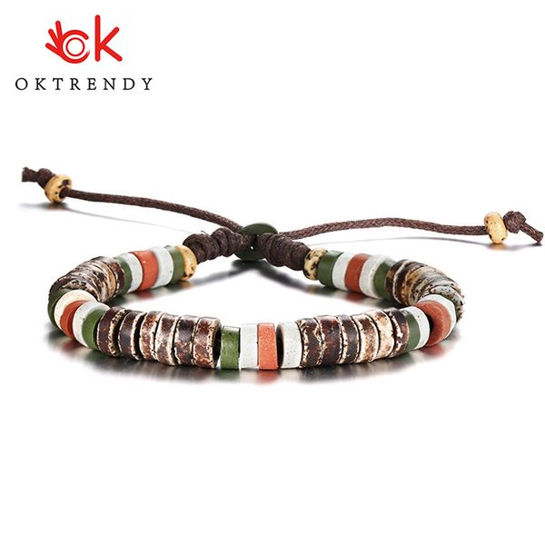 

holiday natural stone beaded bracelets multi color beads casual male jewelry rope pulseira for men women adjustable length, Black
