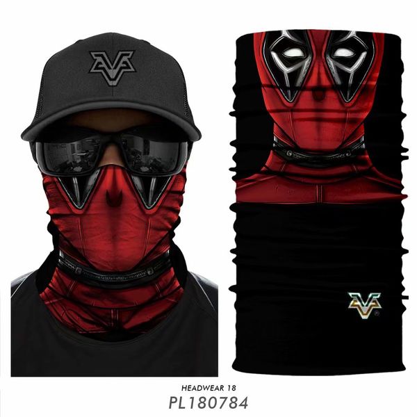 

3d venom deadpool bandana marvel deadpool neck gaiter running fishing cycling skull motorcycle headband tube scarf ski face mask, Black