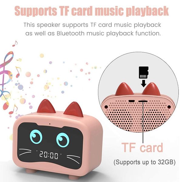 

alarm clock radio with bluetooth cat ears speaker, digital fm radio, hands hd call, usb charging port for heavy sleepers ho