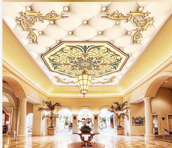

custom mural wall paper 3d stereoscopic luxury classical european pattern pattern soft bag ceiling mural