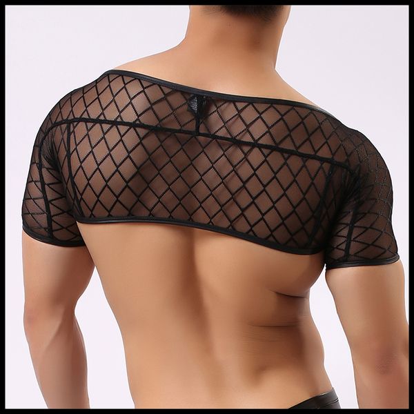 

man wrestling singlets/male funny mesh fishnet see through crop undershirts/gay plaid sheer vest underwear, Black;brown